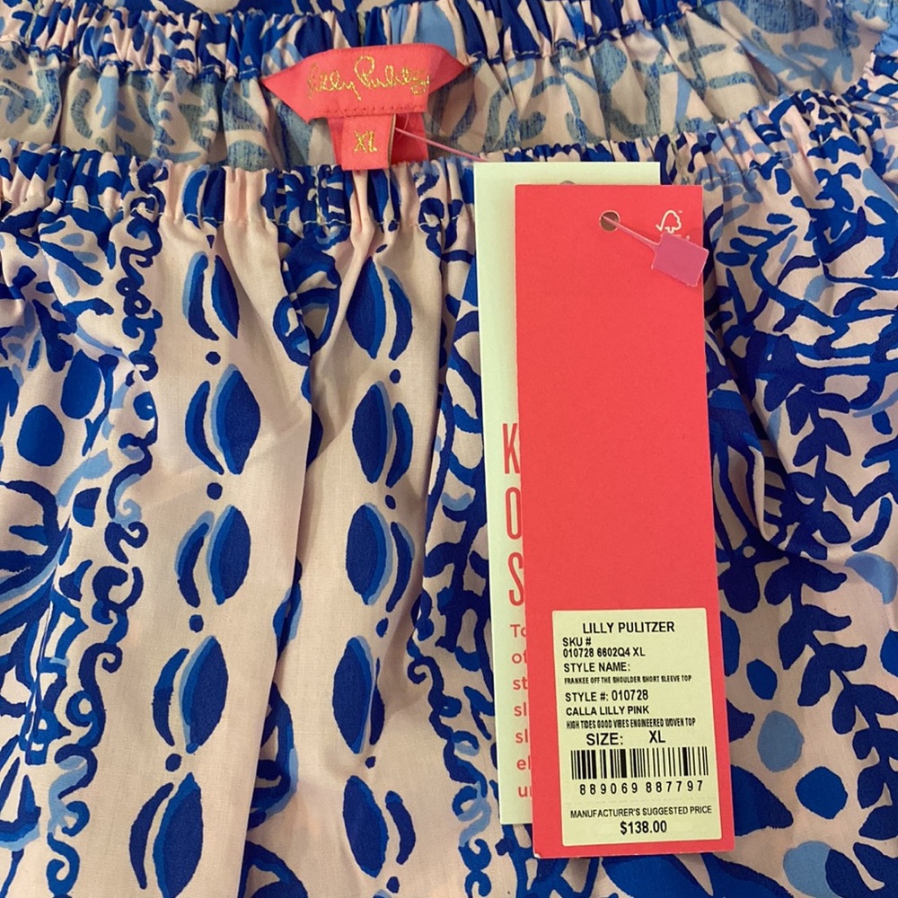 Lilly Pulitzer Frankee Off The Shoulder Short Sleeve Top NWT size XL - Picture 8 of 10